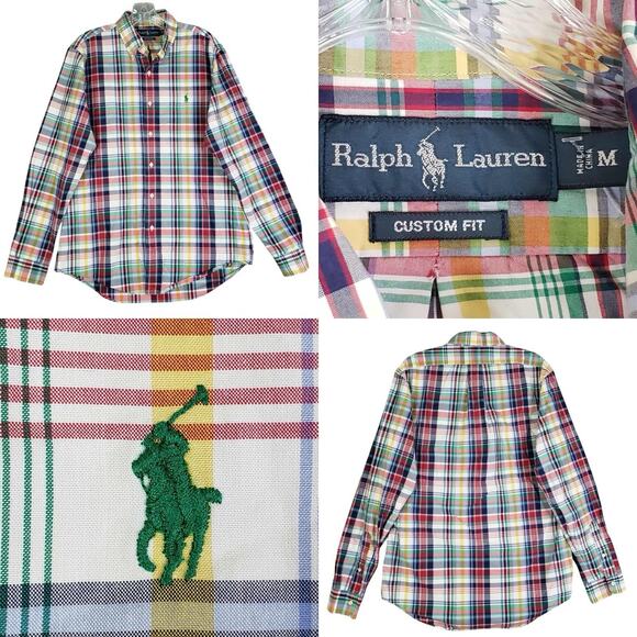 Polo Ralph Lauren Shirt Oxford Multi Plaid Button Down LS Mens Size M Medium - Picture 1 of 8